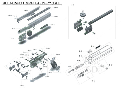 【純正部品】B＆T GHM9 COMPACT-G ガスブローバック サブマシンガン.