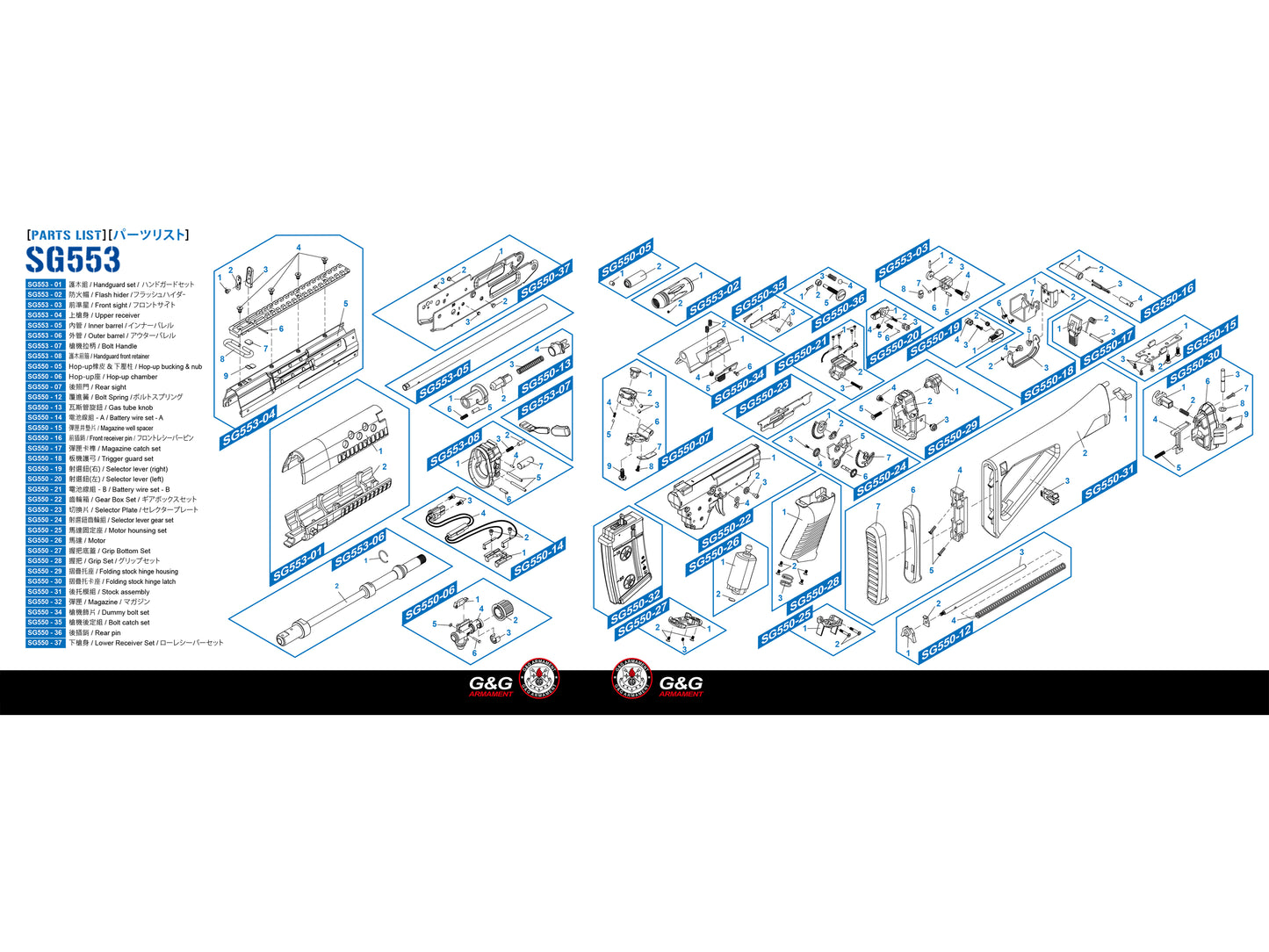 【純正部品】G&G SG553 電動ガン シリーズ パーツ.