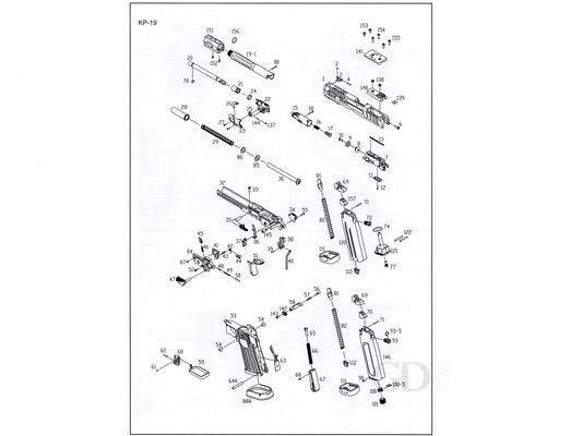 KJ Works KP-19 Hi-Capa GBB Airsoft Pistol Replacement Part.