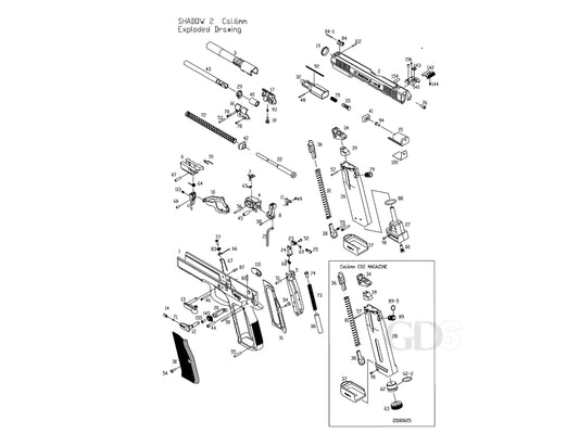 KJ Works CZ SHADOW 2 GBB Airsoft Pistol Replacement Part.