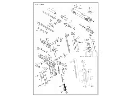 【純正部品】KJ WORKS KP-07 MEU M1911 シリーズ ハンドガン パーツ.