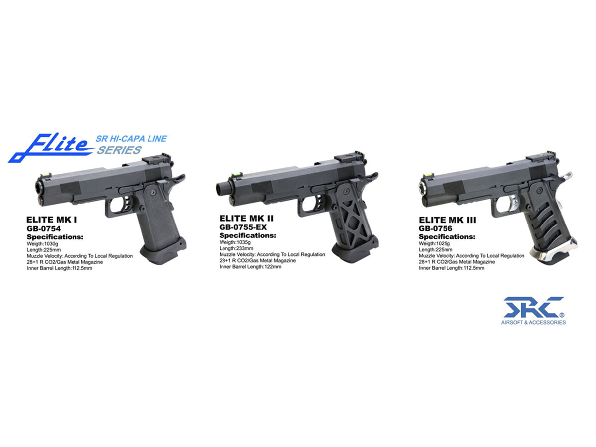 SRC ELITE MK I 5.1" HI-CAPA ガスブ ローバック ハンドガン.