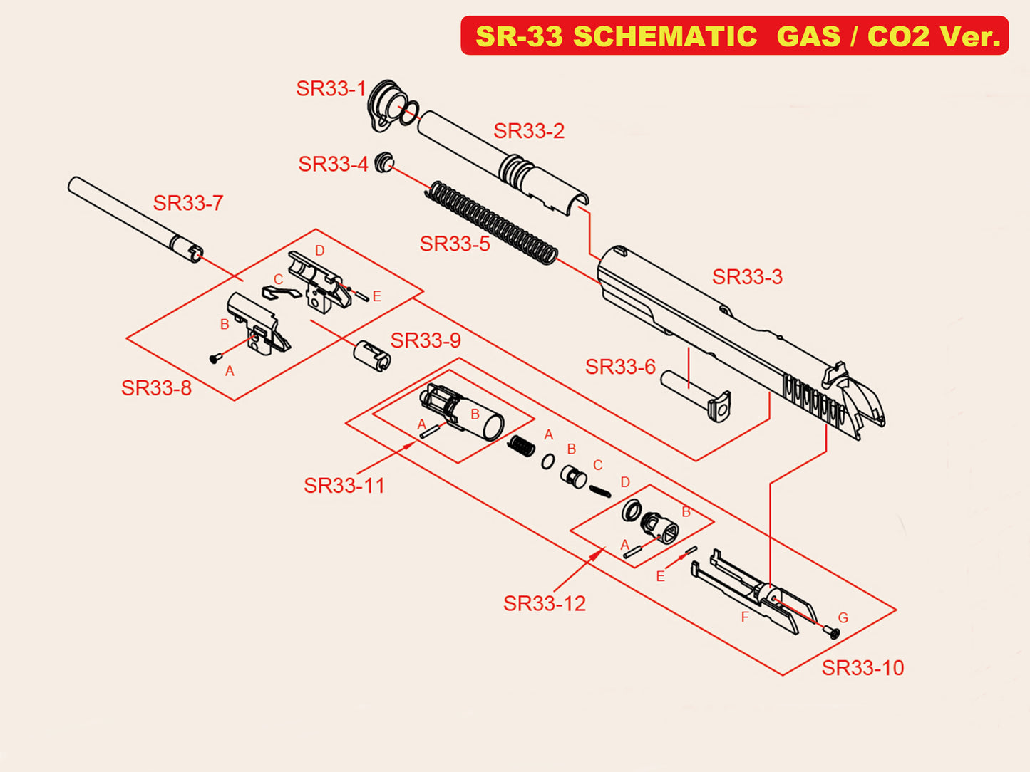 【Original Parts】SRC Tokarev TT-33 Gas Blowback Handgun Parts.