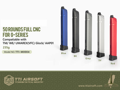 TTI AIRSOFT G シリーズ アルミCNC ガスブローバック 用 50発 ロングマガジン.