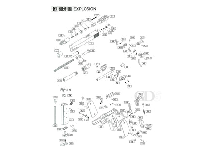 【純正部品】WE 1911 シリーズ ハンドガン パーツ.