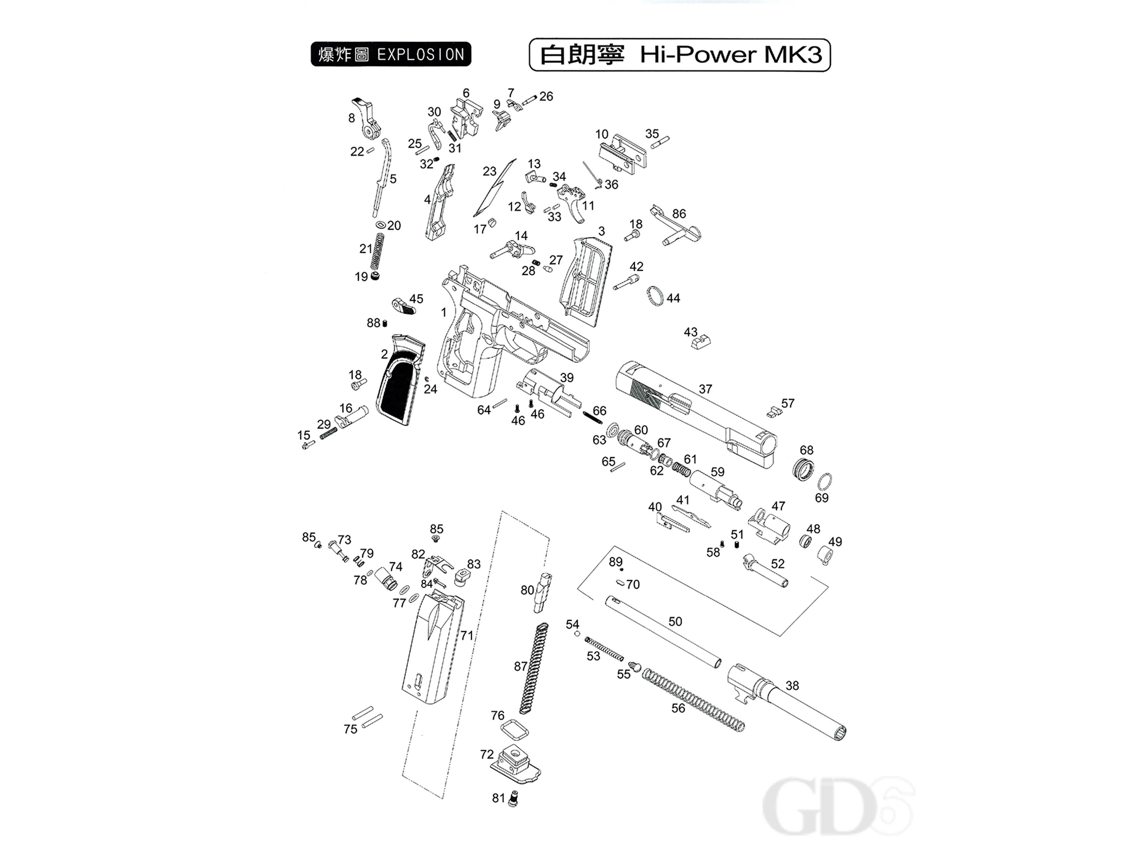 純正部品】WE FN ブローニング ハイパワー Browning Hi-Power MKIII シリーズ パーツ. – GD6-JP